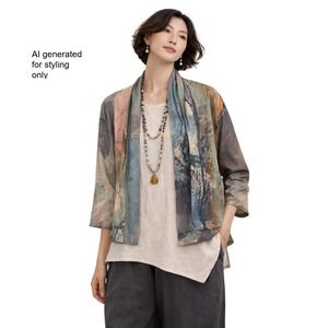 NWT 3 Potato Art to Wear Lagenlook  Abstract Kimono Cardigan Women's XS/S